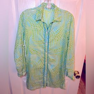 TRINA TURK GREEN/BLUE/WHITE RESORTWEAR Dress / Tunic